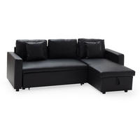 ECKSOFA CLARK Schwarz 3 Plätze - Schwarz, Kunststoff (225/146cm) - Happy Garden