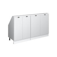 DACHSCHRÄGENSCHRANK-SET Rion Weiß Riffel 140 cm 2er Set - Weiß, Holzwerkstoff (140/81.6/46cm) - Vicco