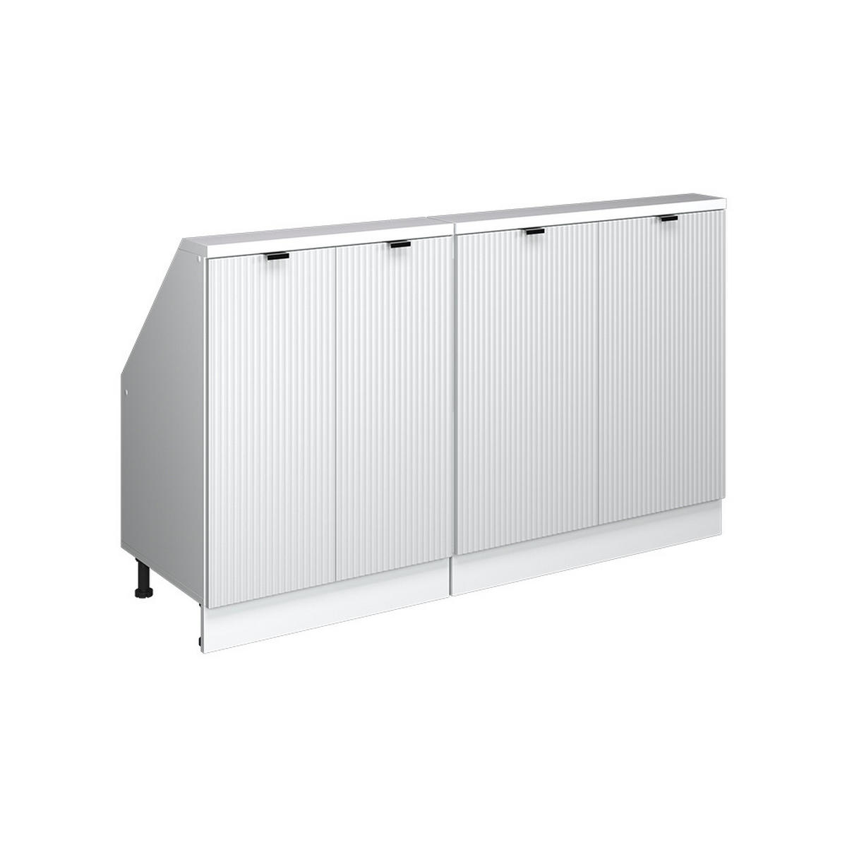 DACHSCHRÄGENSCHRANK-SET Rion Weiß Riffel 140 cm 2er Set - Weiß, Holzwerkstoff (140/81.6/46cm) - Vicco