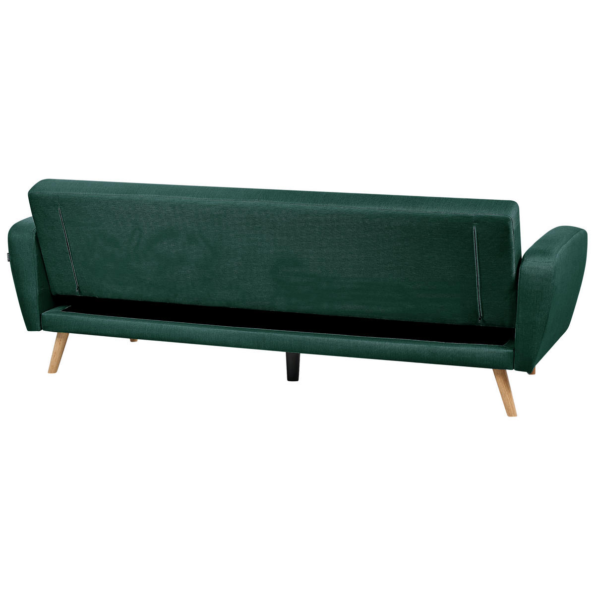 3-SITZER-SCHLAFSOFA dunkelgrün verstellbar Florli - Hellbraun/Grün, Textil (214/82/85cm) - Beliani