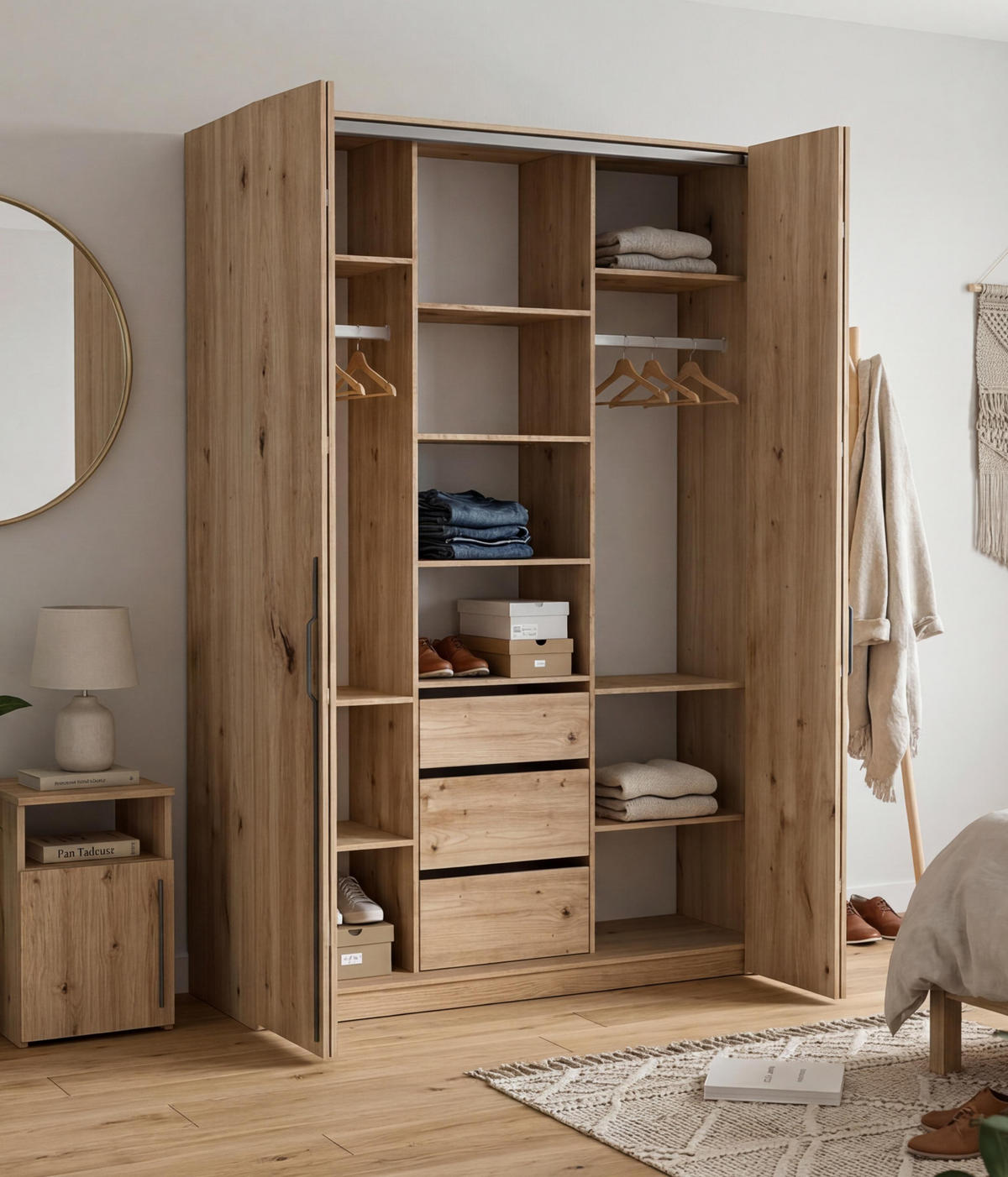 FALTTÜRENSCHRANK Omodeo 170 cm breit in Artisan-Eiche – mit WingLine-Falttüren - Eiche Artisan, Holzwerkstoff (170/240/58cm) - AX Living