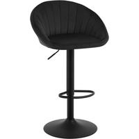 BARHOCKER mit Rückenlehne, Samt, Schwarz - Schwarz, Textil/Metall (53/83/45cm) - Woltu