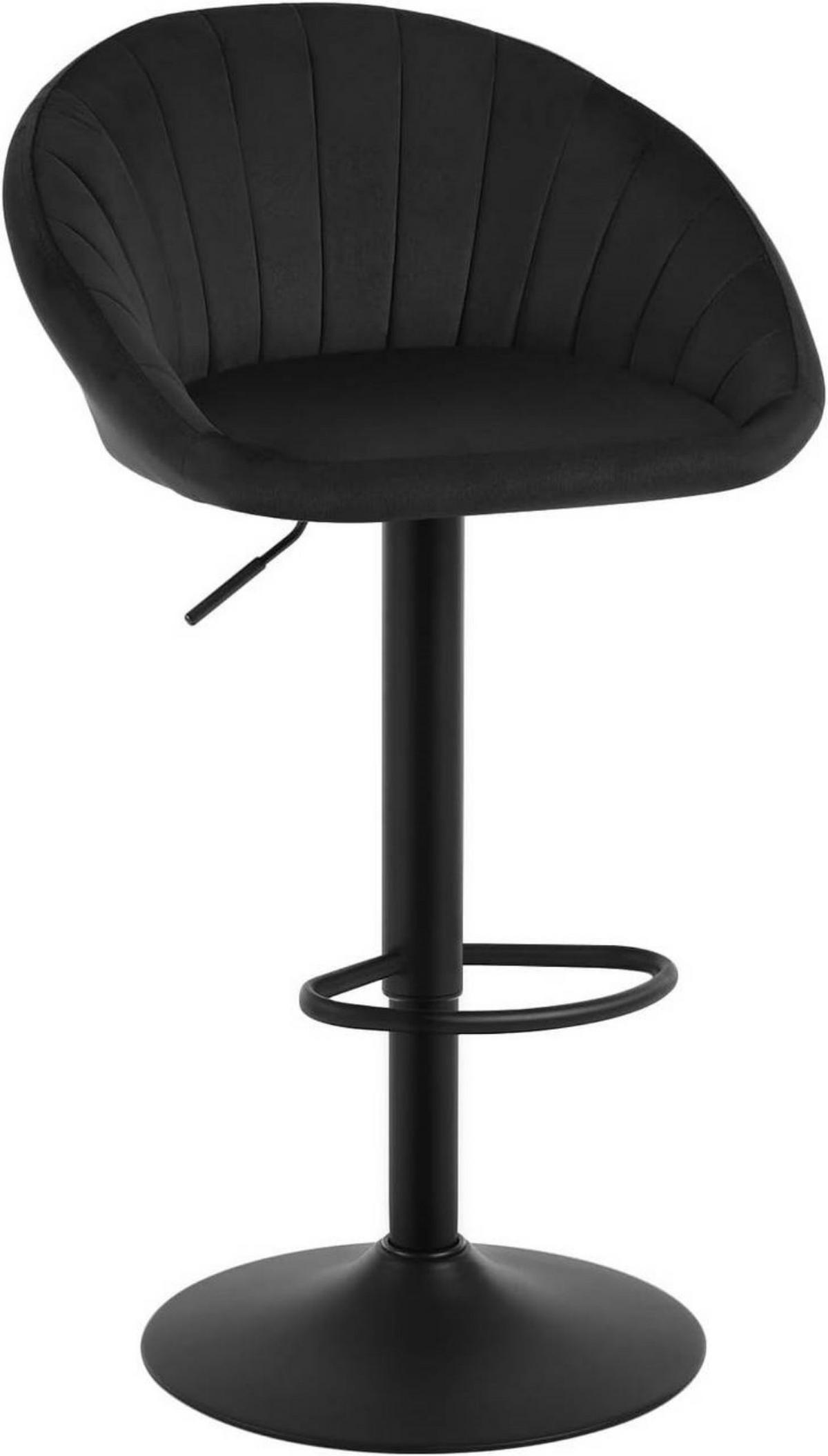 BARHOCKER mit Rückenlehne, Samt, Schwarz - Schwarz, Textil/Metall (53/83/45cm) - Woltu