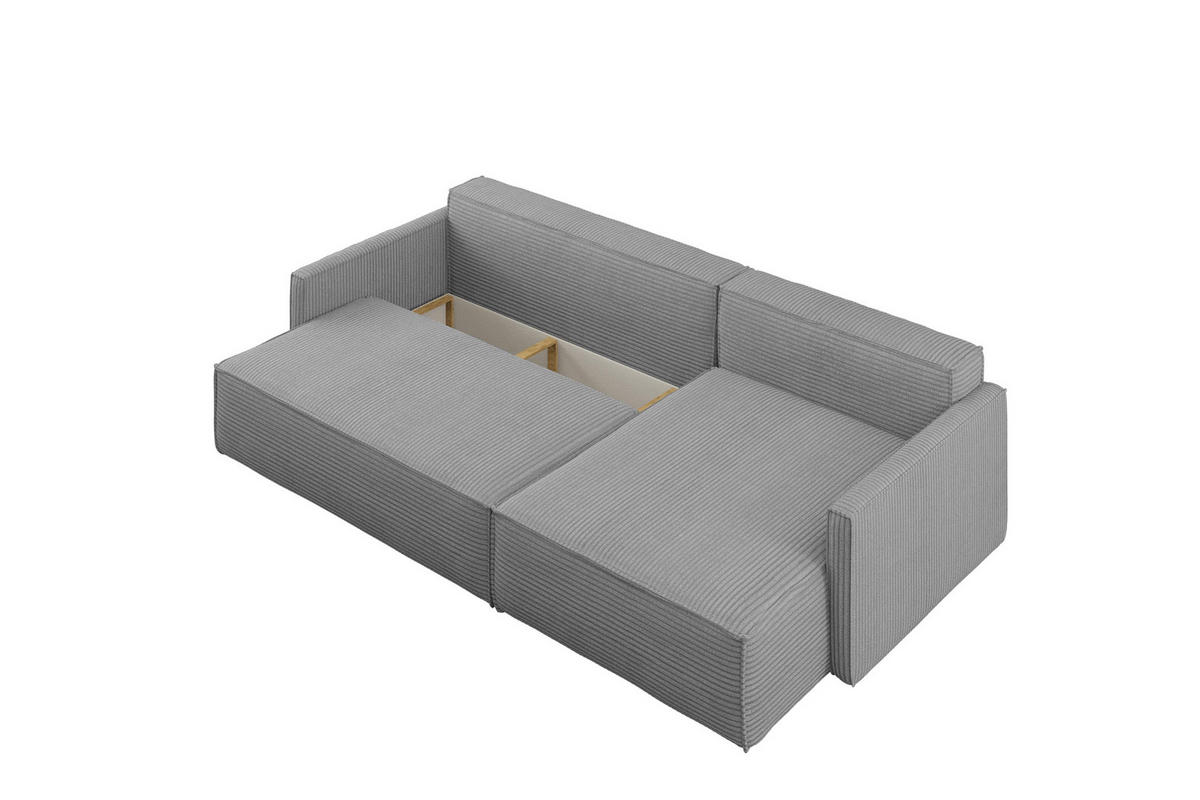 SCHLAFSOFA Carlos, Ecksofa L-Form mit schlaffunktion und bettkasten Stoff Poso Silber Rechts - Silberfarben, Holz (250/83/142cm) - Kaiser Möbel