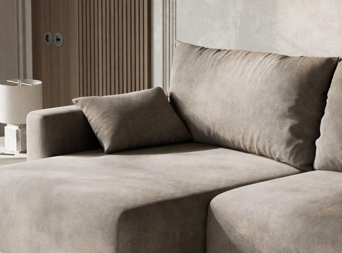 ECKSOFA MIT SCHLAFFUNKTION Leon Braun Webstoff - Schwarz/Braun, Holz/Holzwerkstoff (148/239cm) - Maison de Reve