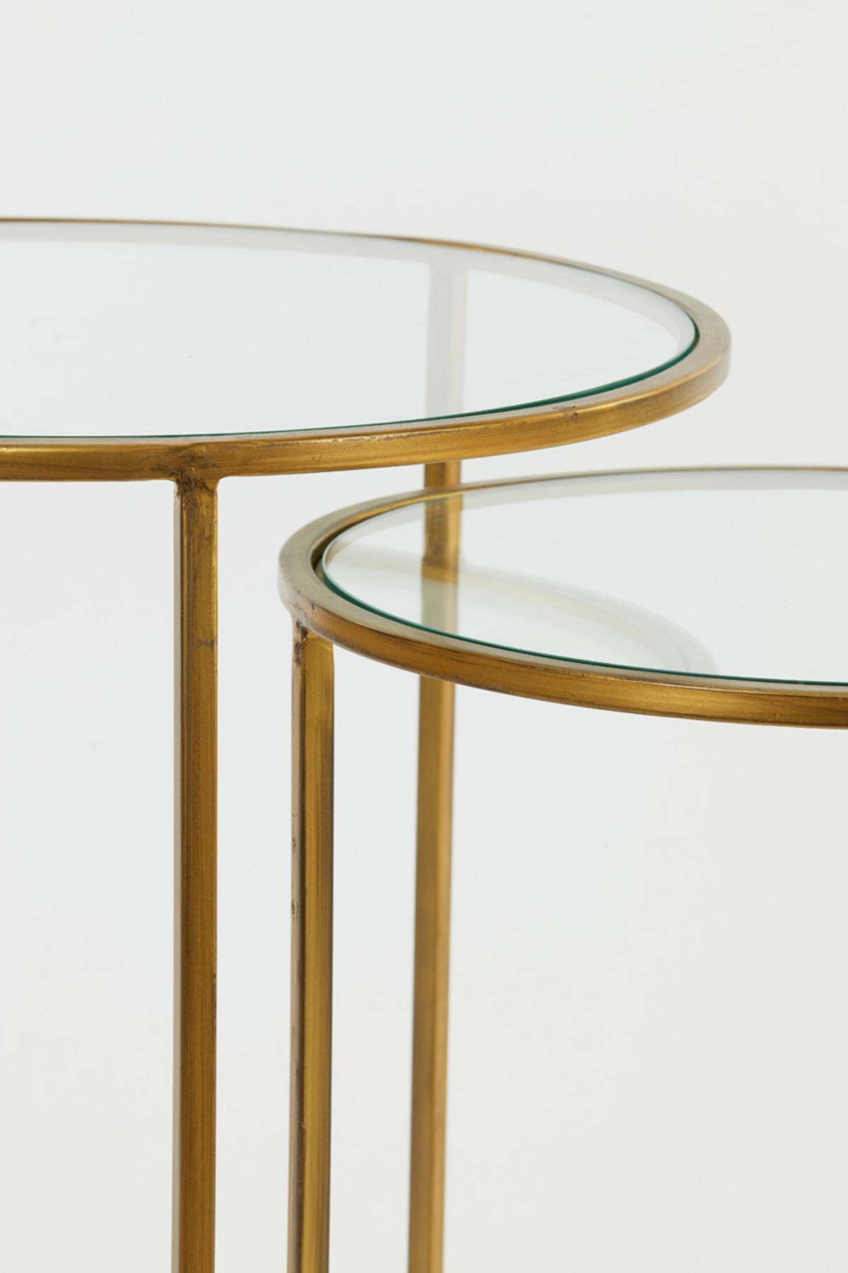 BEISTELLTISCH Duarte Gold Ø50/52 cm 2er-Set - Klar/Goldfarben, Metall (50/50/52cm) - Light & Living