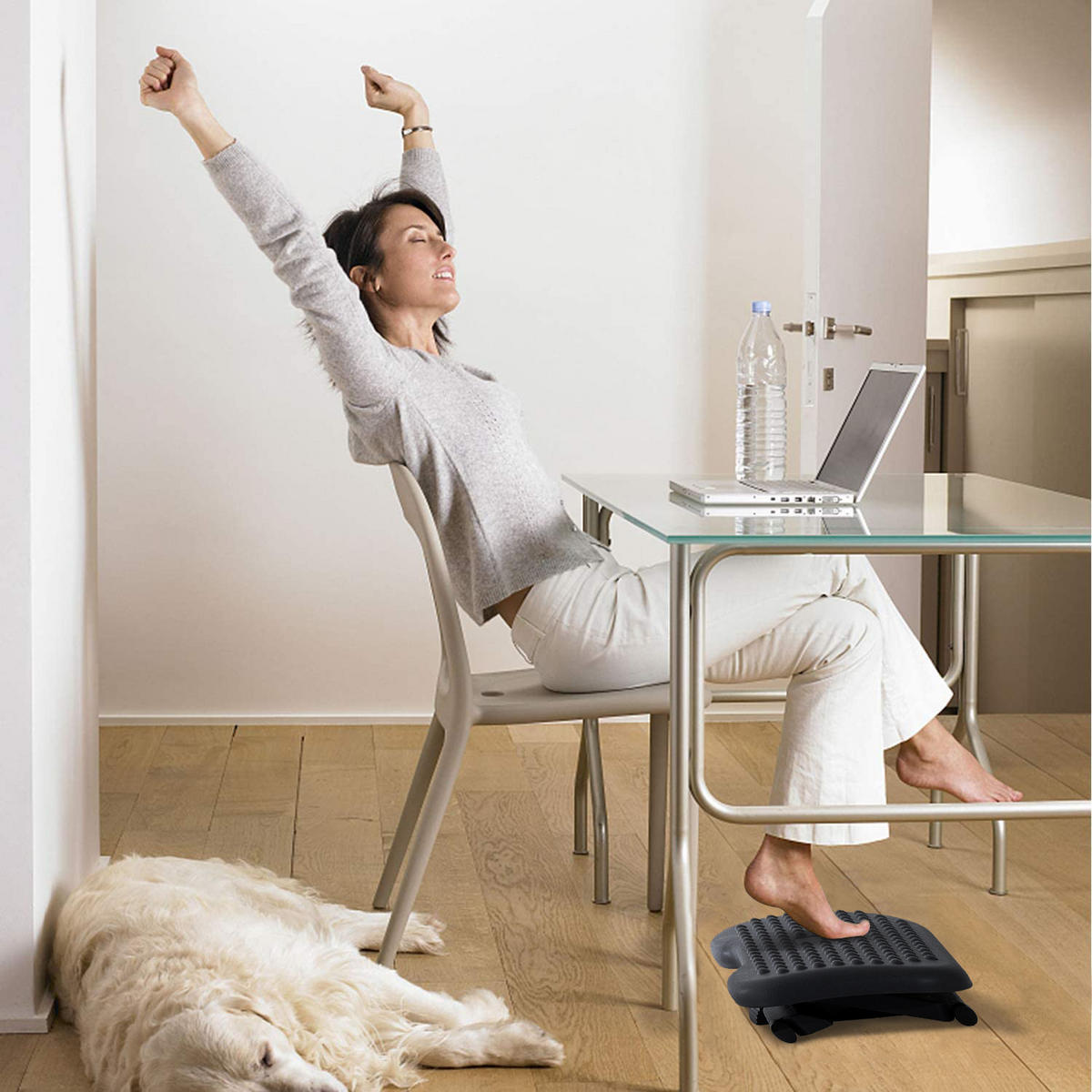 FUSSTÜTZE DE-16660 ergonomisch, 3-fach höhenverstellbar Dunkelgrau - Dunkelgrau, Kunststoff (35/17/46cm) - ComfortXL