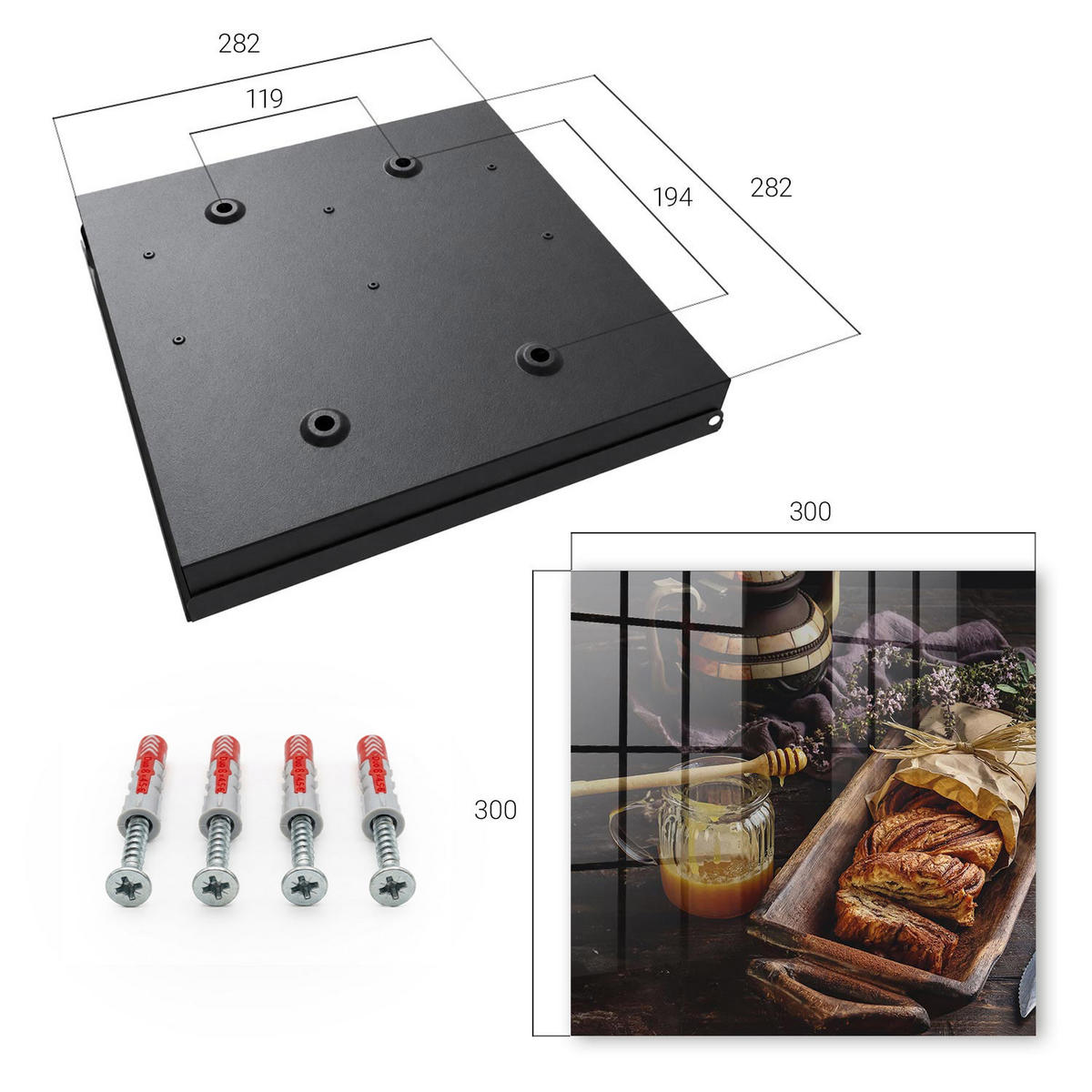 SCHLÜSSELBOX Schwarz 30x30 cm- Türöffnung nach rechts - Geborgenheit im Haus - Braun, Metall (30/30/5cm) - TULUP