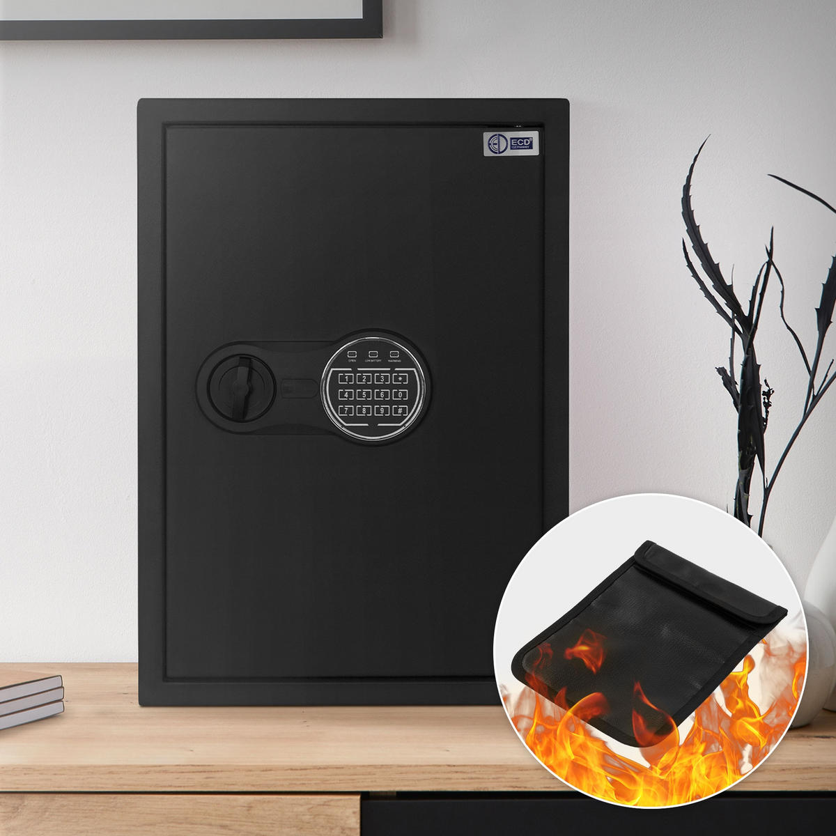 TRESOR 43L - Schwarz, Metall (31/50/35cm) - ECD-Germany