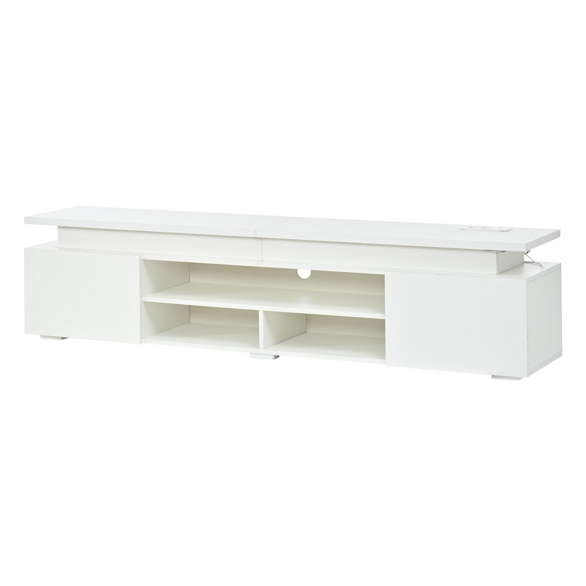 TV niska komoda 180/35/42 cm u bijeloj boji s RGB LED rasvjetom i prostorom za odlaganje - bijela/crna, drvni materijal (180/42/35cm) - CHICFURN