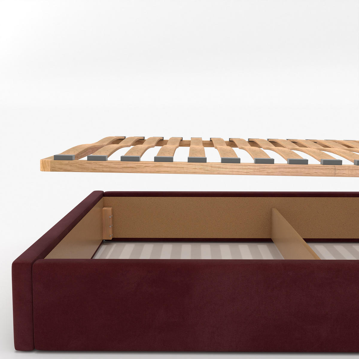 POLSTERBETT 140x200cm Bett mit Stauraum Lattenrost Weinrot - Weinrot, Holz/Holzwerkstoff (140/200cm) - Muralo