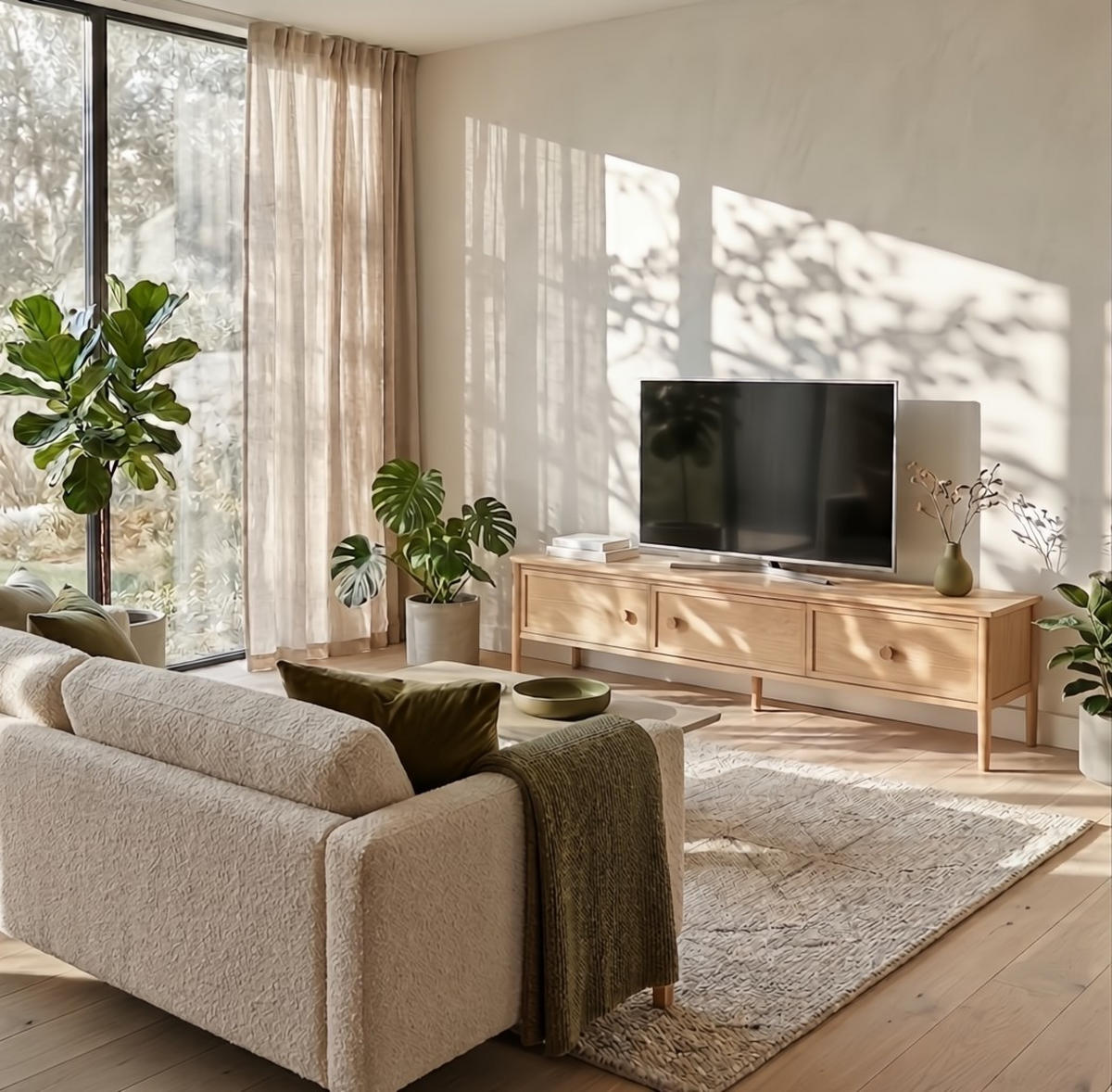 TV-LOWBOARD Rose, Eiche - Beige, Holz (175/45/45cm) - WOODEK