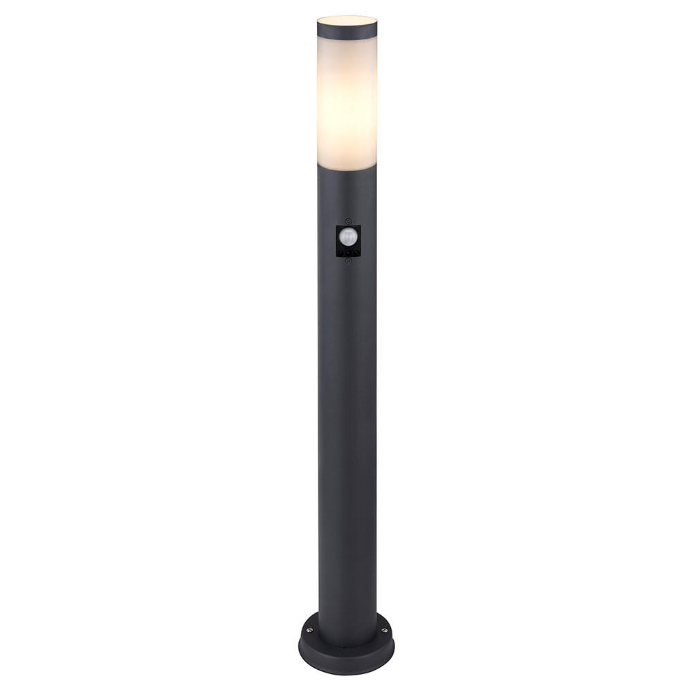 WEGELEUCHTE Edelstahl Anthrazit mit Bewegungsmelder - Anthrazit, Metall (12.7/12.7/80cm) - Globo Lighting