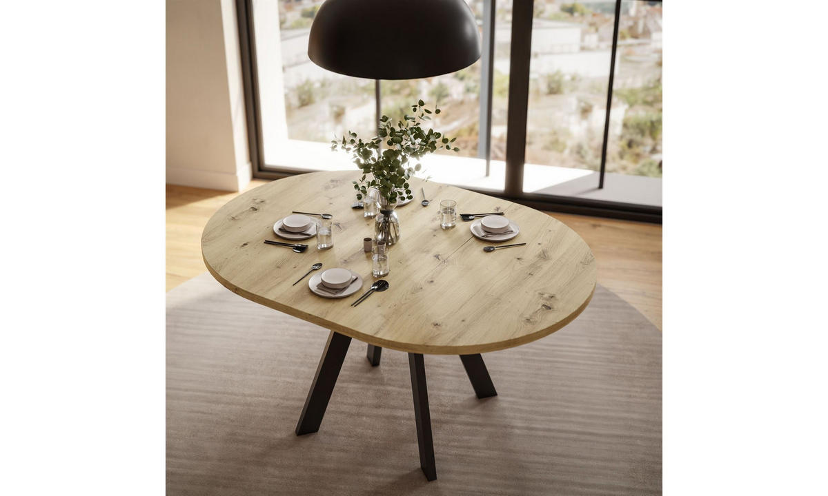 ESSTISCH VOLTA LOFT 100/100/72,5 cm Tischplatte: Artisan Eiche; Gestell: Schwarz - Schwarz/Eiche Artisan, Holzwerkstoff/Metall (100/100/72.5cm) - Lookway
