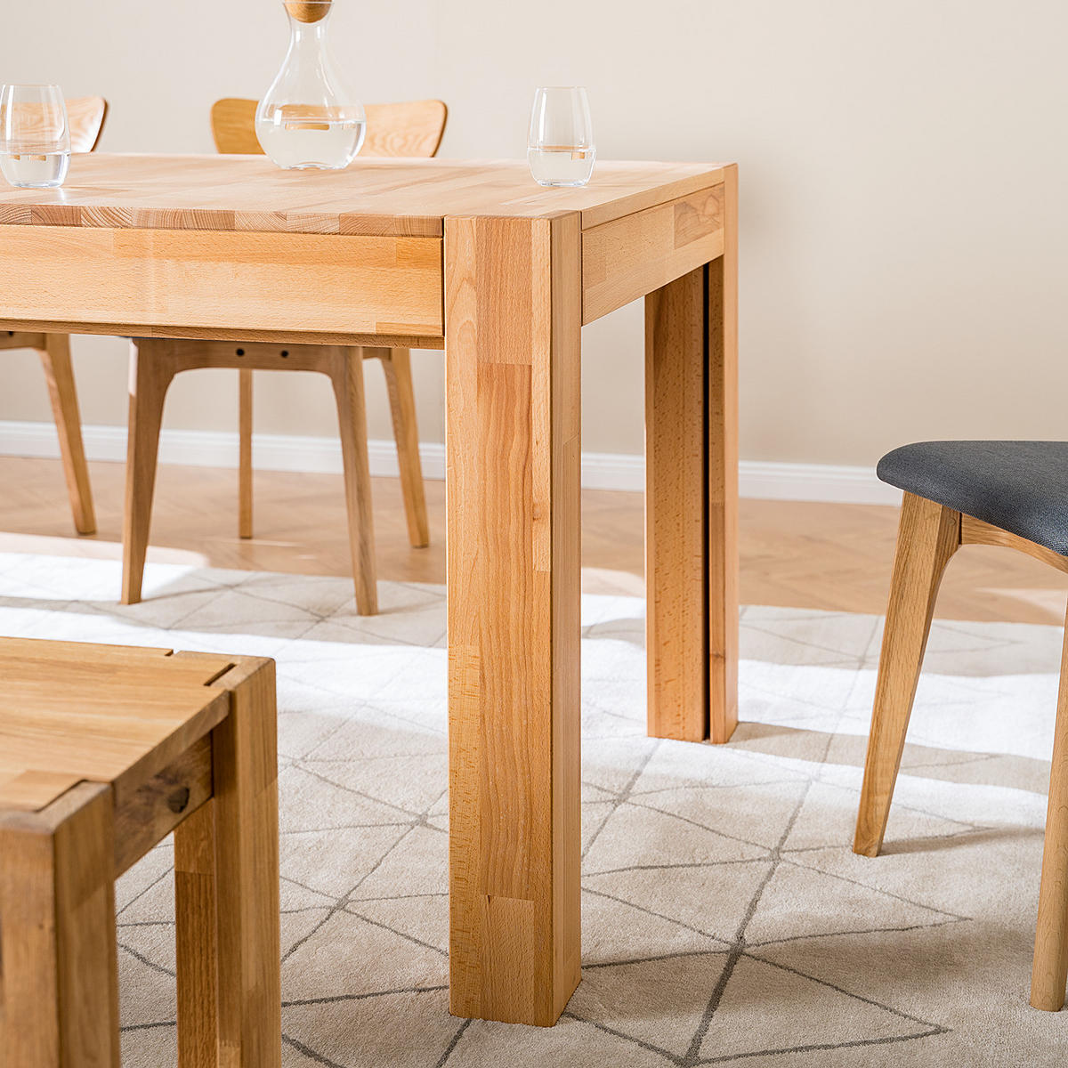 ESSTISCH - Buche massiv - Buchefarben, Holz (90/180/75cm) - home24