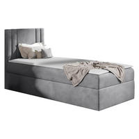BOXBETT Carmen Mini, Seite zum Öffnen des Bettkastens: Links - Silberfarben, Holz (80/200cm) - MIRJAN24