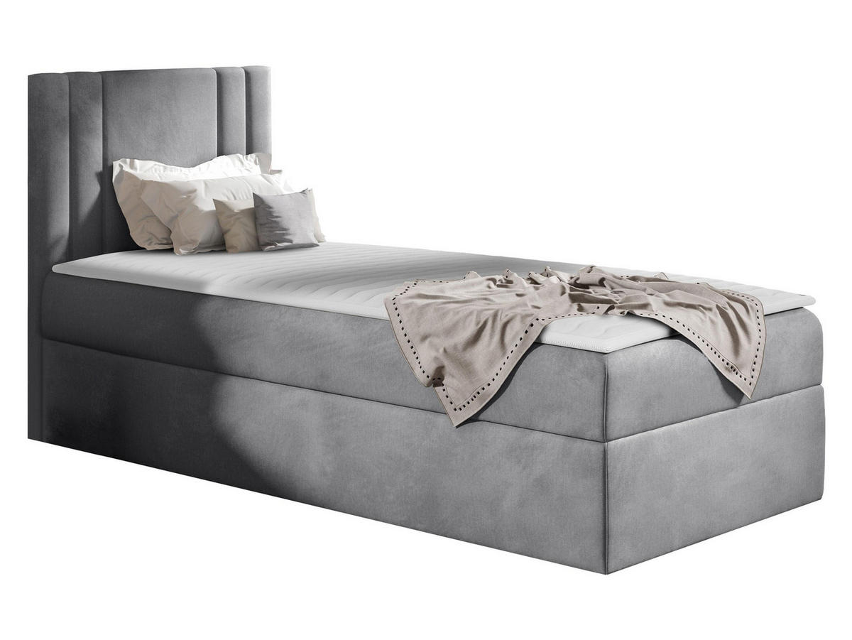 BOXBETT Carmen Mini, Seite zum Öffnen des Bettkastens: Links - Silberfarben, Holz (80/200cm) - MIRJAN24