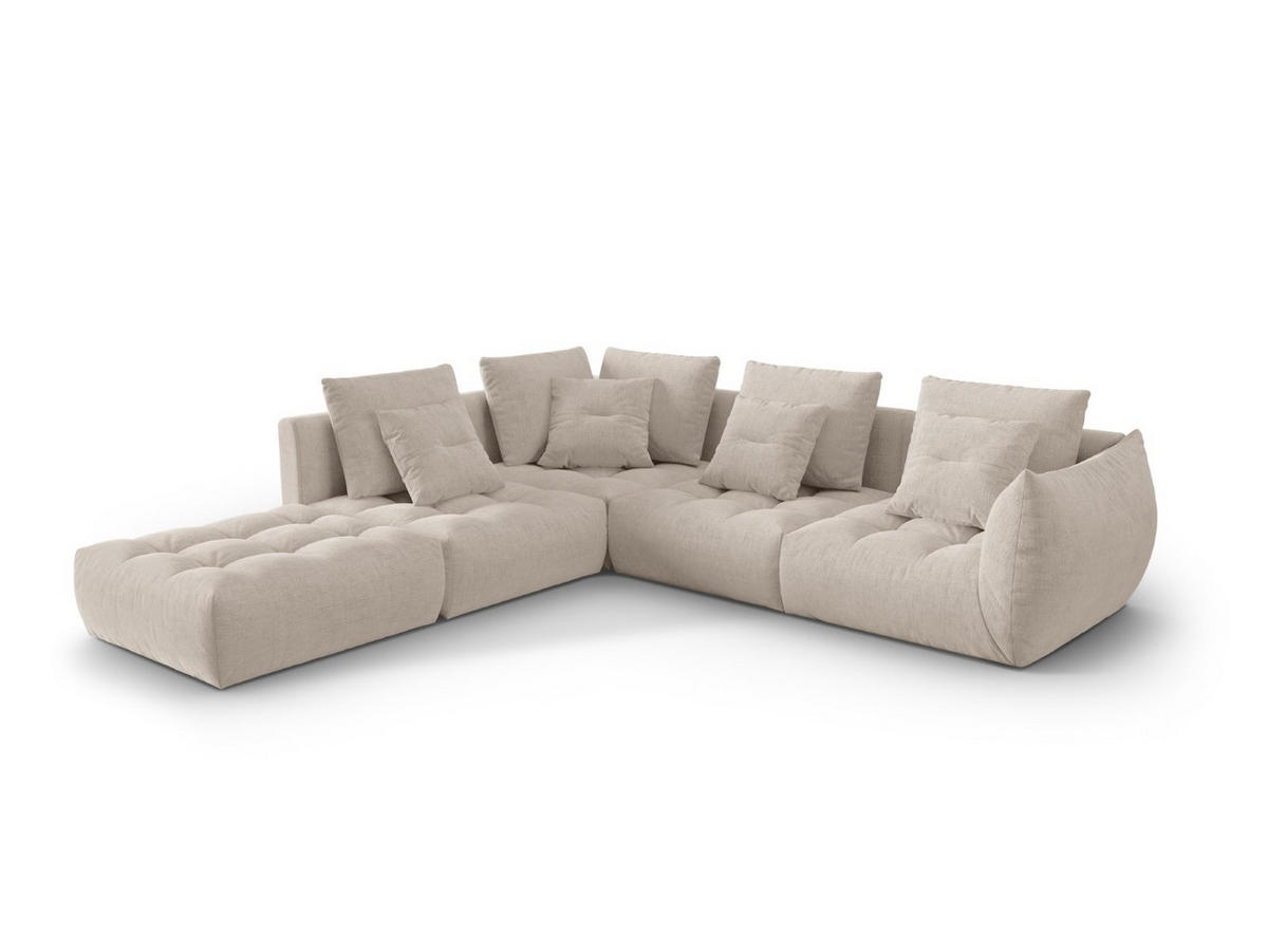 MODULARES-ECKSOFA links Bloom aus strukturiertem Stoff dunkelbeige 4 Sitzplätze - Mokka, Textil (310/316cm) - Micadoni