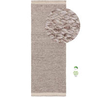 TEPPICH aus recyceltem Material Kiah Cream/Taupe 70x200 cm - Creme, Textil (70/200cm) - benuta Pure