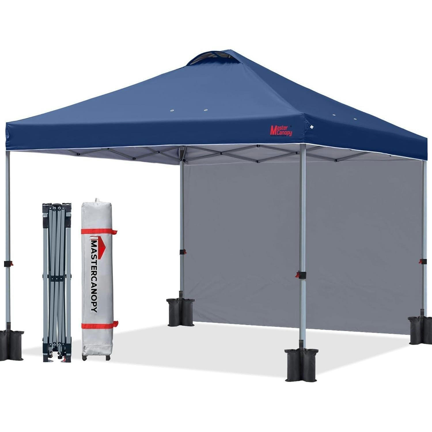 FALTPAVILLON 2,5 x 2,5 m mit Seitenwand Marineblau - Dunkelblau, Textil (238/257/238cm)