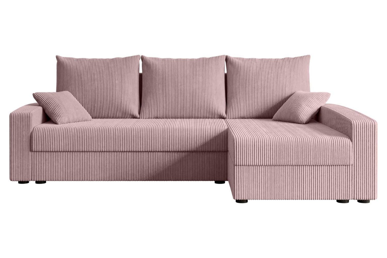 ECKSOFA mit Schlaffunktion und Bettkasten ALESIA-L 231x140x90 cm Rosa Cord - Silberfarben/Rosa, Holzwerkstoff/Kunststoff (231/140cm) - ALTDECOR