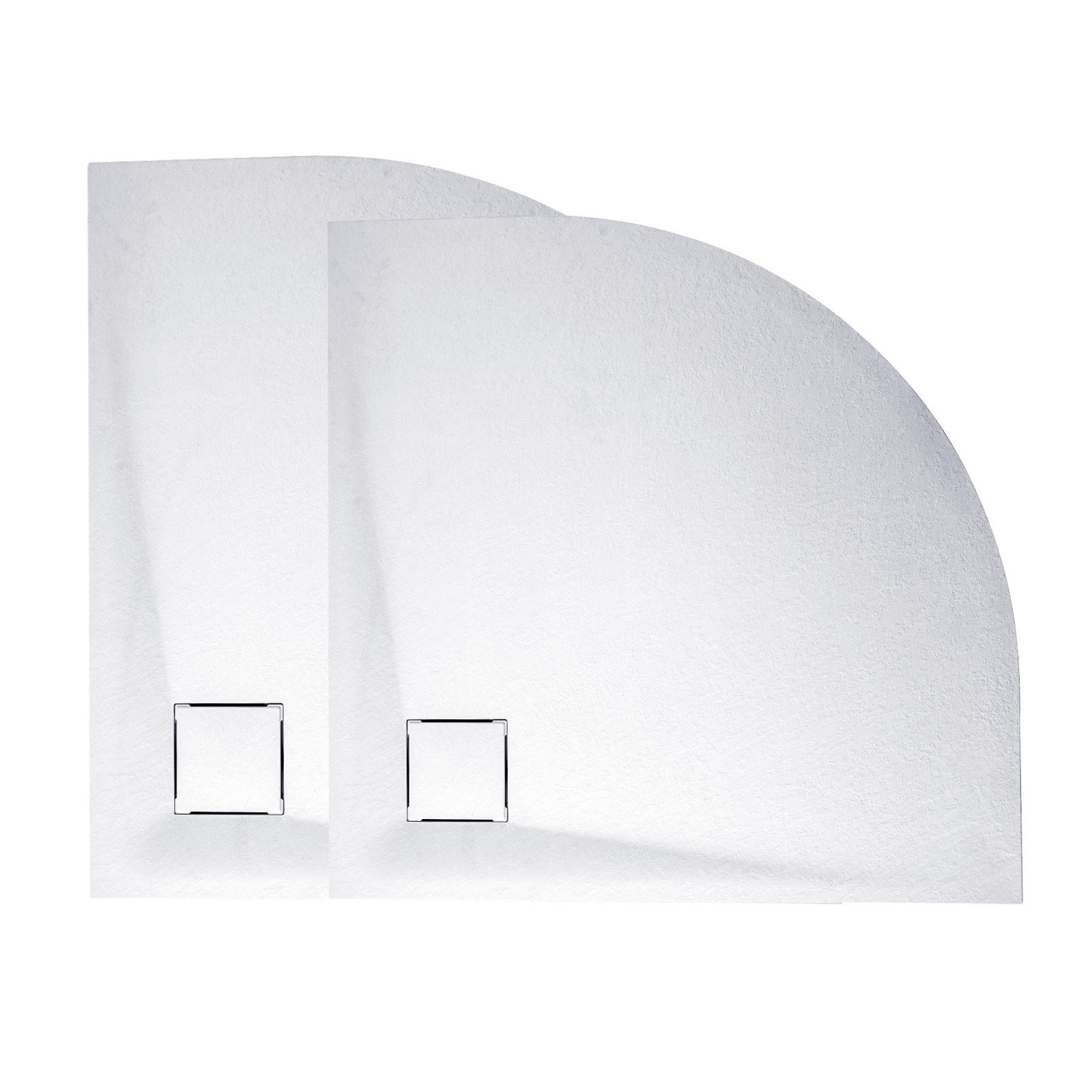 DUSCHWANNE Viertelkreis mit rutschhemmender Oberfläche 90/90 cm, Weiß - Weiß, Naturmaterialien (90/2.6/90cm) - EMKE