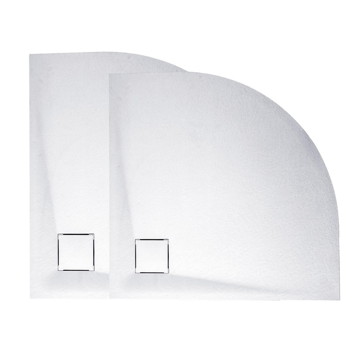 DUSCHWANNE Viertelkreis mit rutschhemmender Oberfläche 90/90 cm, Weiß - Weiß, Naturmaterialien (90/2.6/90cm) - EMKE