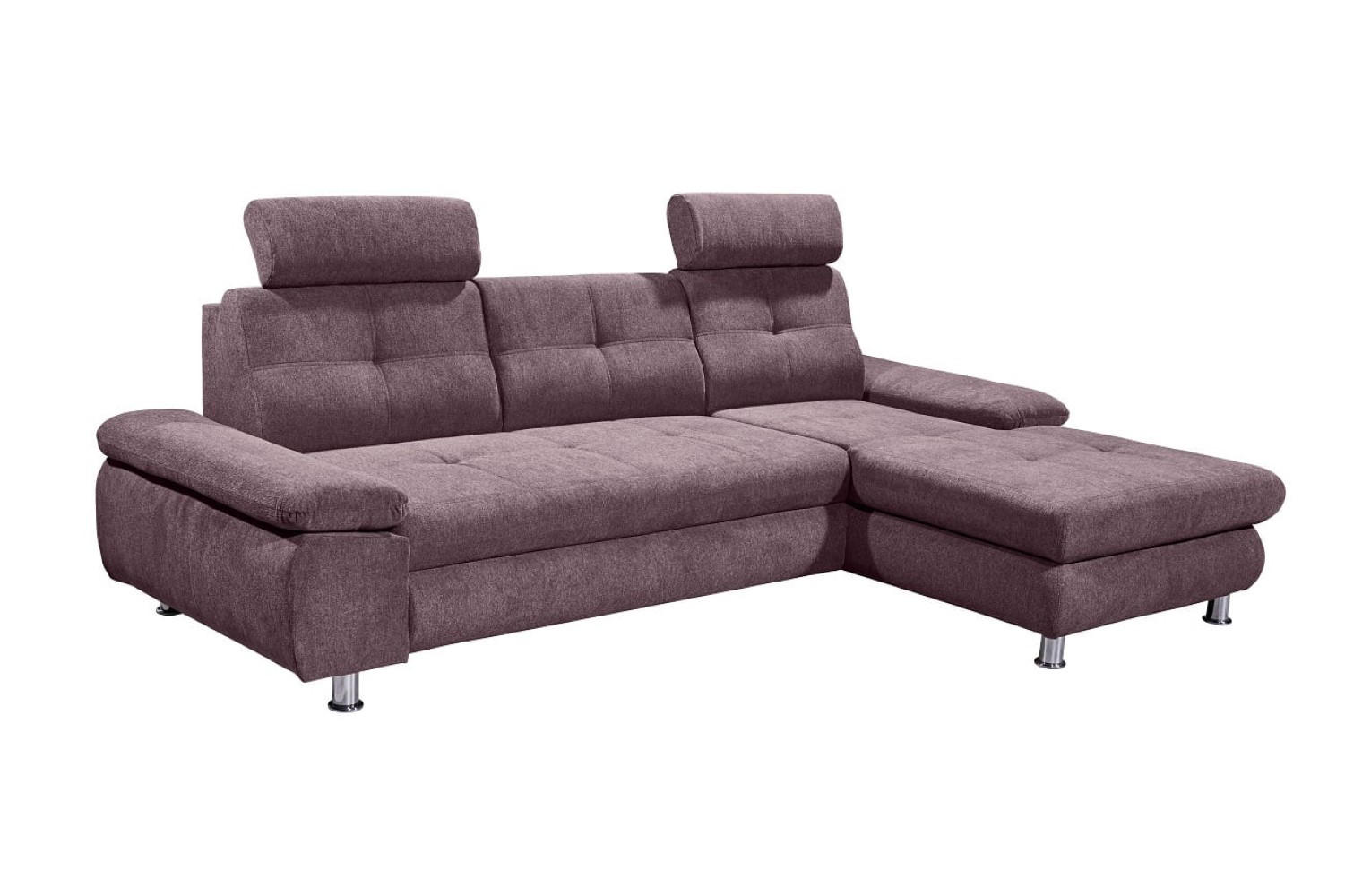ECKSOFA mit Schlaffunktion und Bettkasten, Brego-Stoff - Chromfarben/Rot, Textil/Metall (177/274cm) - ed exciting design