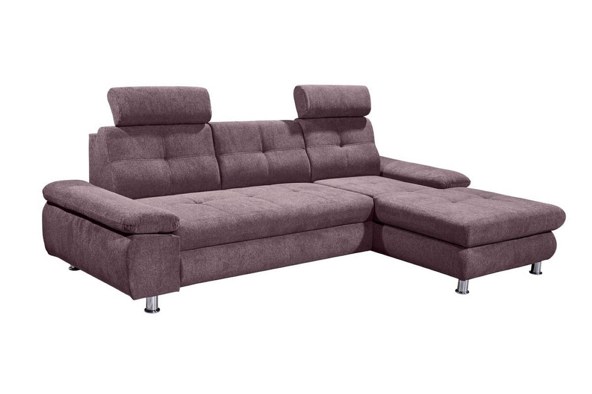 ECKSOFA mit Schlaffunktion und Bettkasten, Brego-Stoff - Chromfarben/Rot, Textil/Metall (177/274cm) - ed exciting design