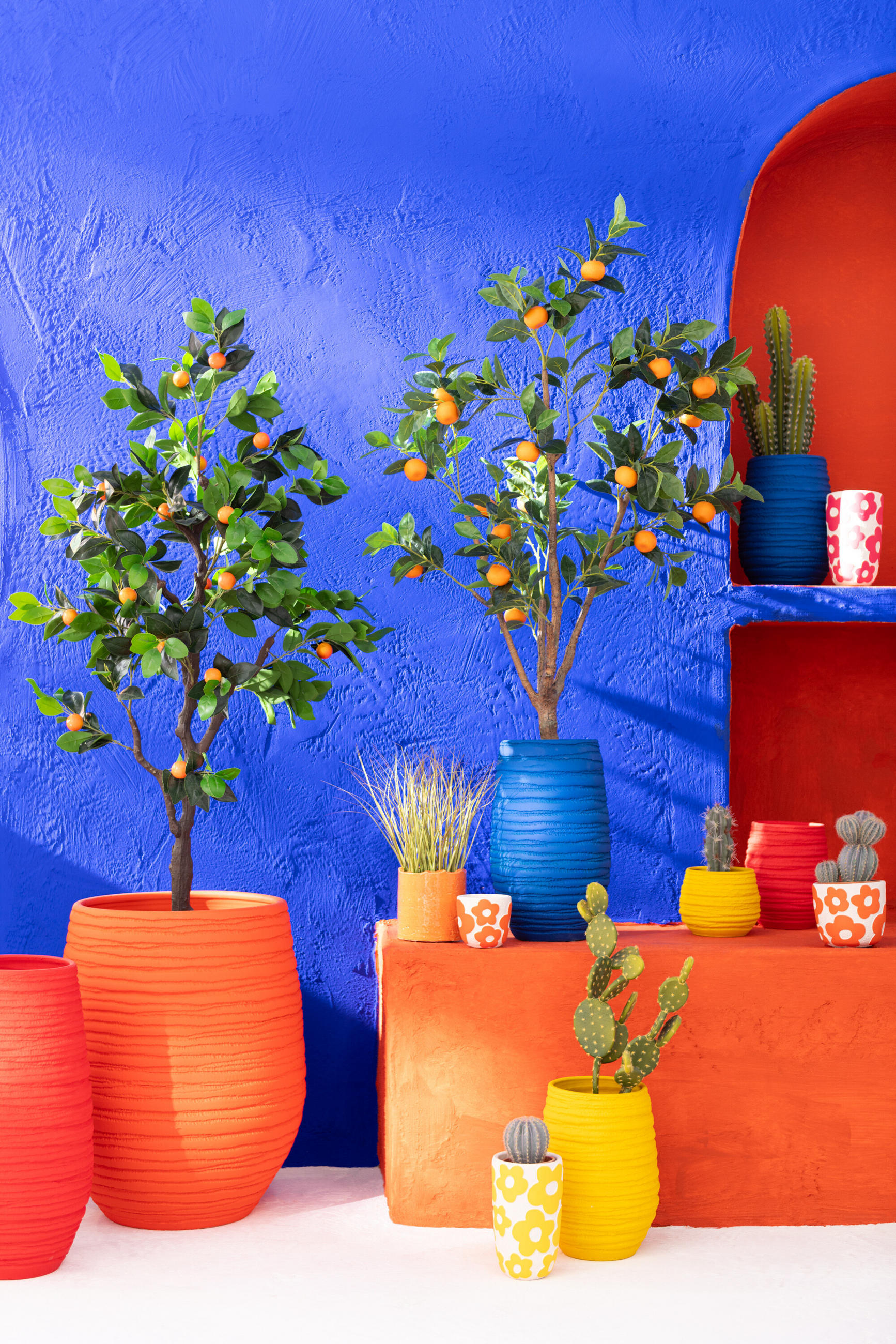 BLUMENTOPF FIESTA - Töpferei - Blau - L - Ø 19 cm - Blau, Keramik (19/40cm) - J-Line