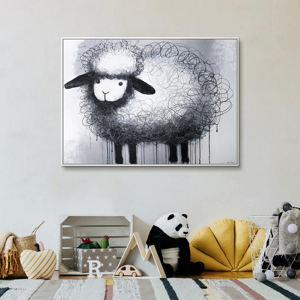 GEMÄLDE Lockige Fantasie Schattenfugenrahmen Schwarz 120x80 cm - Schwarz, Holz (120/80cm) - YS-art gallery
