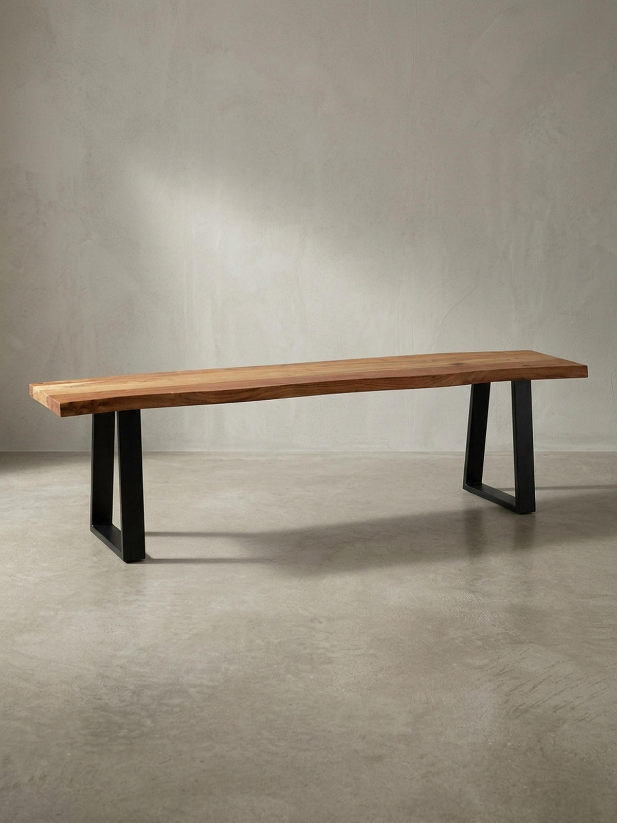 ESSZIMMERBANK Massivholz Metall Baumkante ohne Lehne, Akazie 120x40x46 cm - Schwarz/Braun, Holz/Metall (120/46/40cm) - KADIMA DESIGN