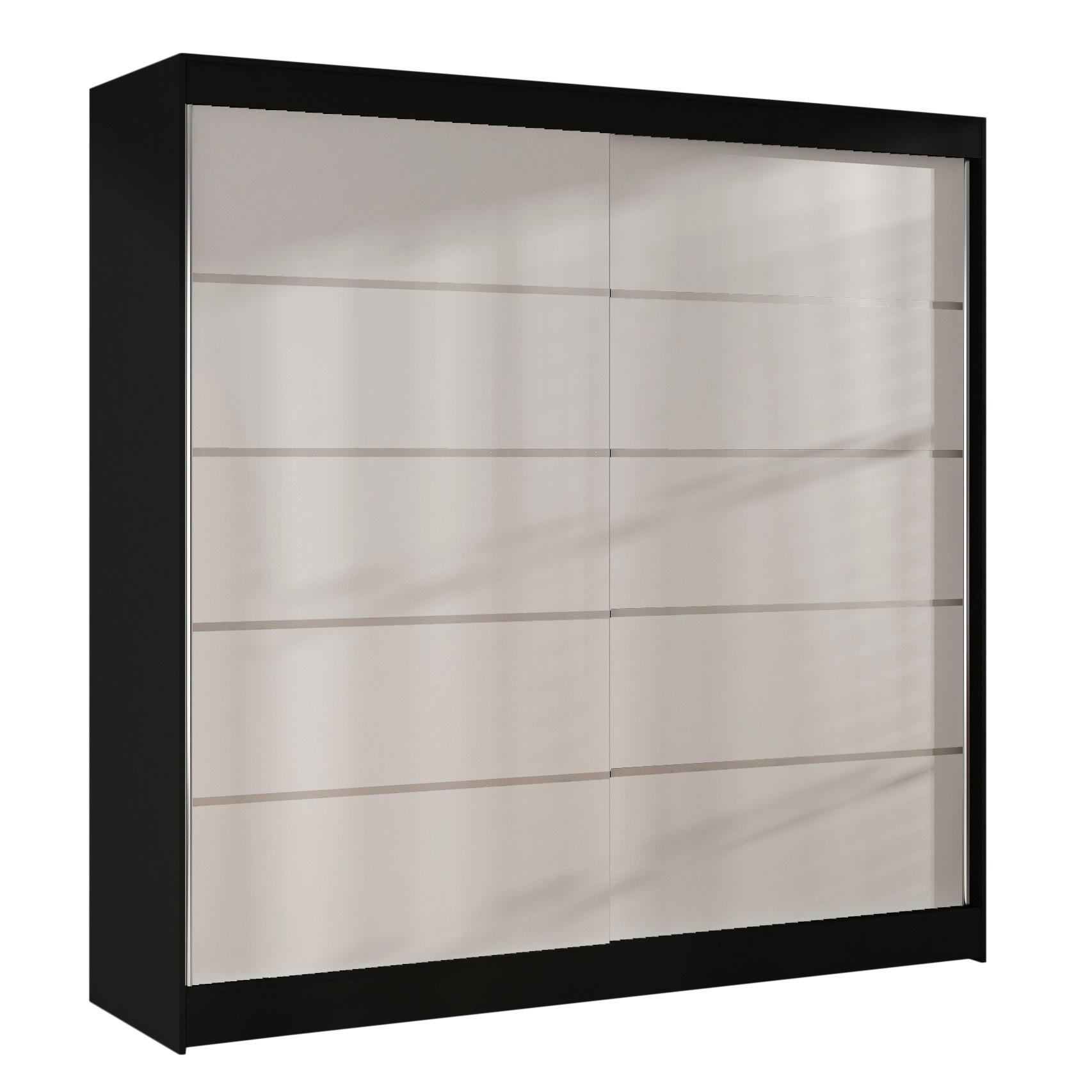 SCHWEBETÜRENSCHRANK Basti IV - 200 cm - Schwarz/Weiß, Holzwerkstoff/Metall (200/215/58cm) - Sofnet