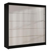 SCHWEBETÜRENSCHRANK Basti IV - 200 cm - Schwarz/Weiß, Holzwerkstoff/Metall (200/215/58cm) - Sofnet