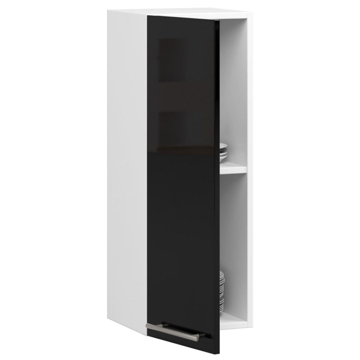 HÄNGESCHRANK Weiß, Schwarz Glanz 72/30/30 - Weiß, Holzwerkstoff (30/72/30cm) - RAUMHIRSCH FURNITURE