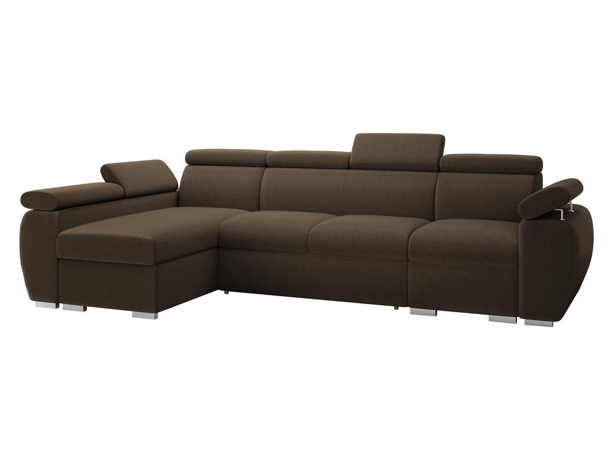 ECKSOFA Boston LCP, Seite: Links LCP+2R+1P(65) - Silberfarben/Braun, Holz/Textil (320/170cm) - MIRJAN24