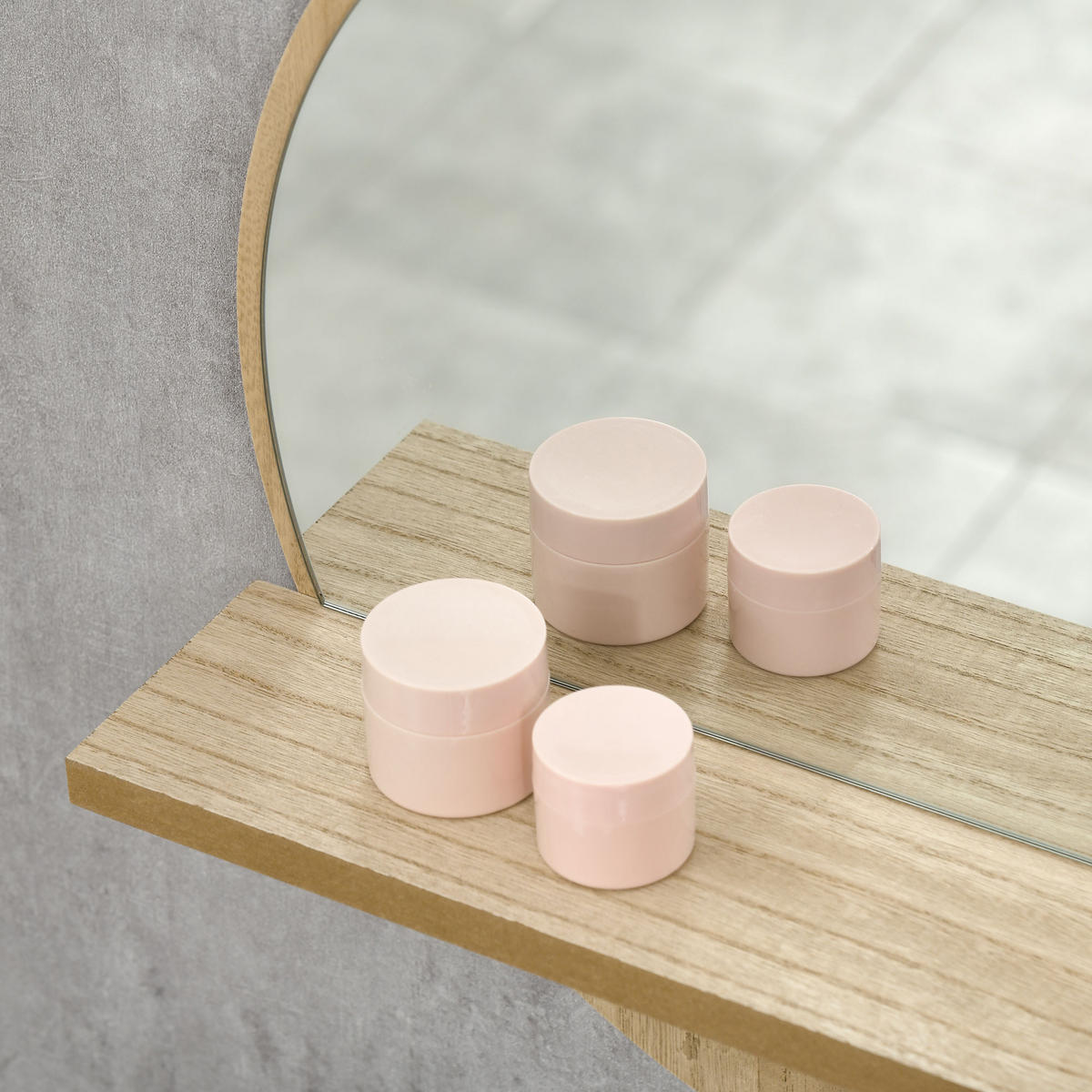 BADEZIMMERSPIEGEL DE-15148 Ø 45 cm mit Ablage - Naturfarben, Glas (45/10/45cm) - ComfortXL
