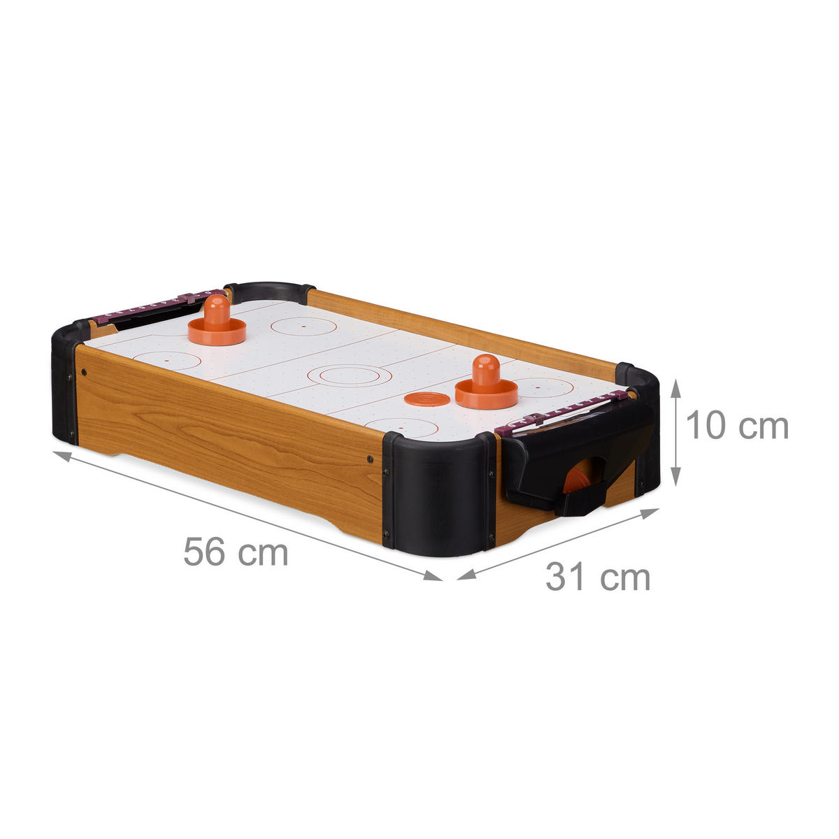 AIRHOCKEY Tischspiel - Multicolor, Holzwerkstoff/Kunststoff (31/56cm) - Relaxdays