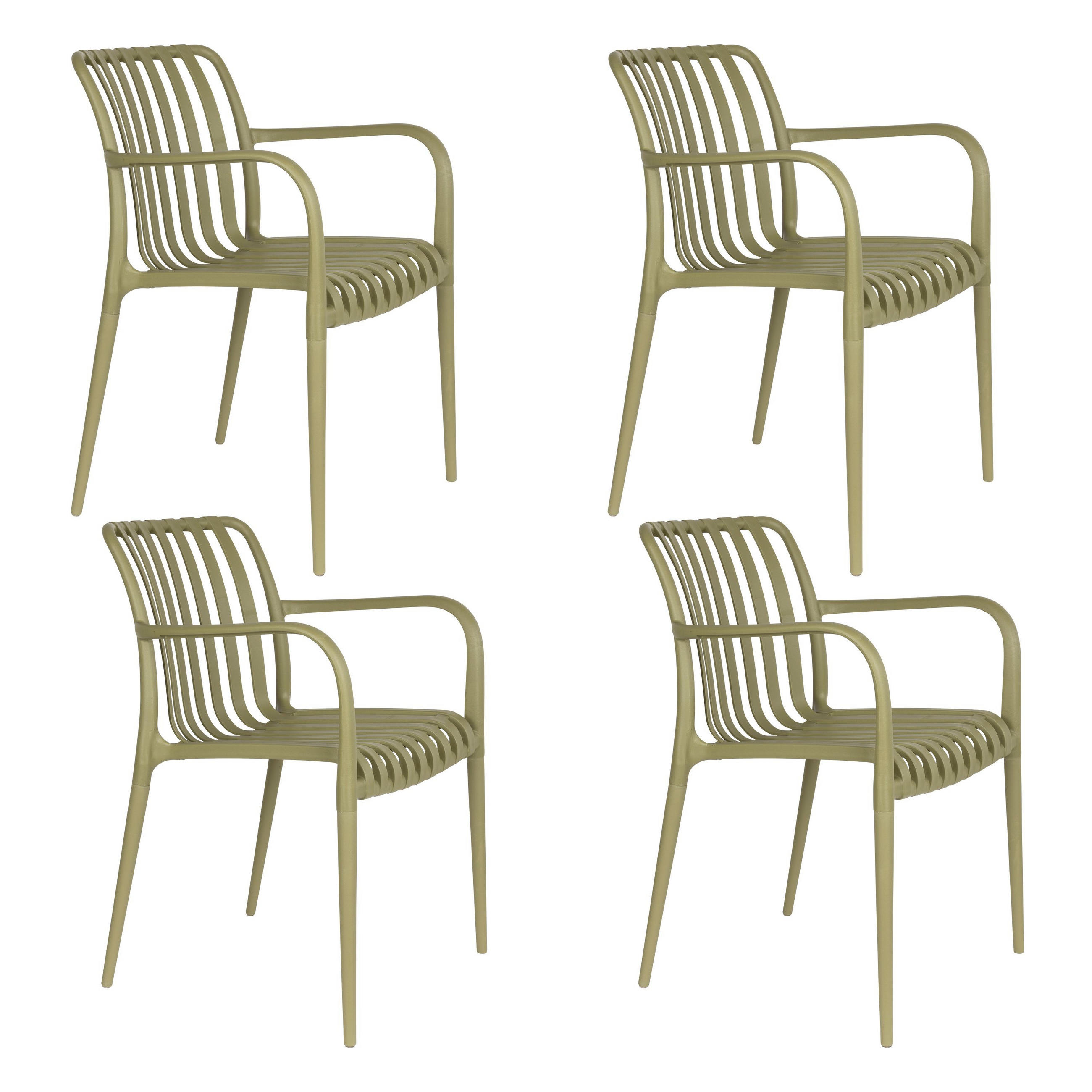 GARTENSTUHL Amae Grün - 4 er Set - Grün, Kunststoff (53/80.5/57cm) - Housecraft Living