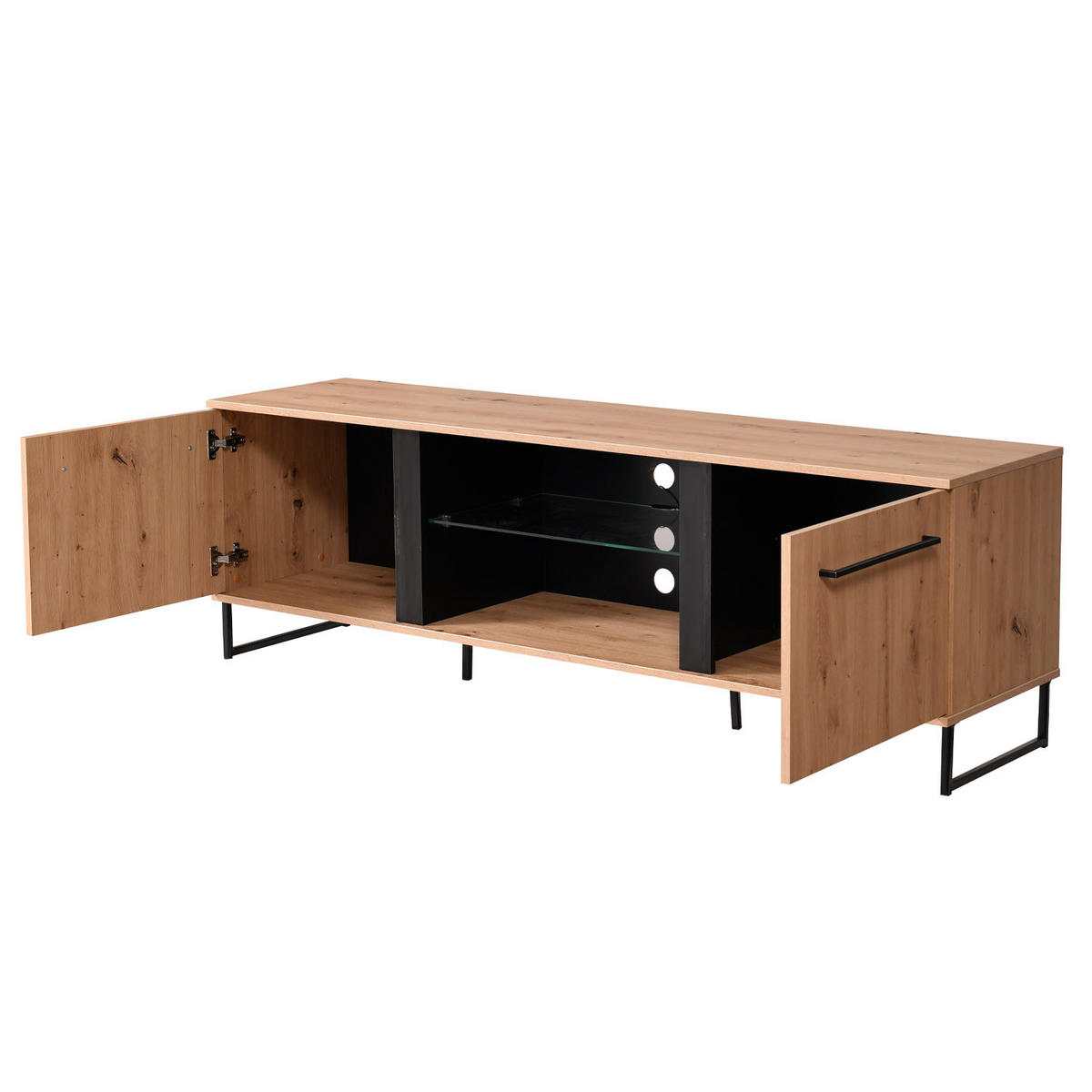 WOHNWAND 339/193/42 cm in Eiche Schwarz - Braun, Holz (339/193/42cm) - Homestyle4u