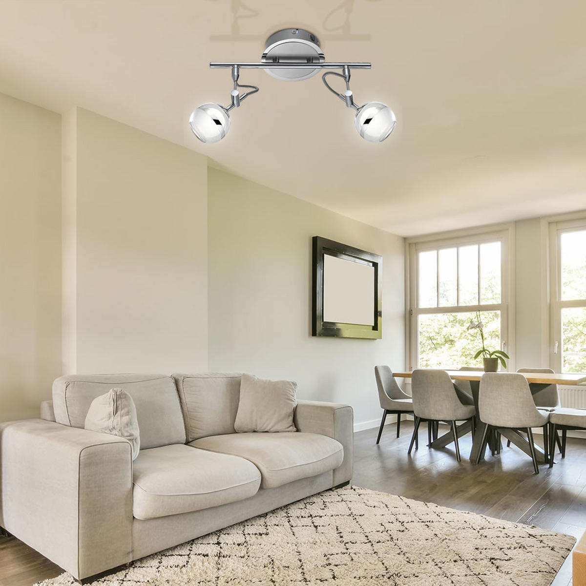 LED DECKENLEUCHTE DENVER Chrom Silber - Silberfarben, Metall (32/13/20cm) - Globo Lighting