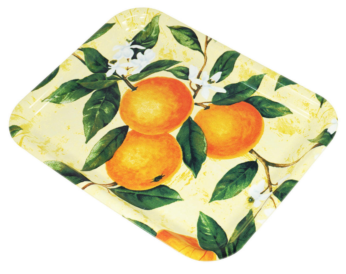 TABLETT Orangenhain, rechteckige Melamin Serviertablett 31x23 cm - Orange, Kunststoff (23/2/31cm) - Lashuma