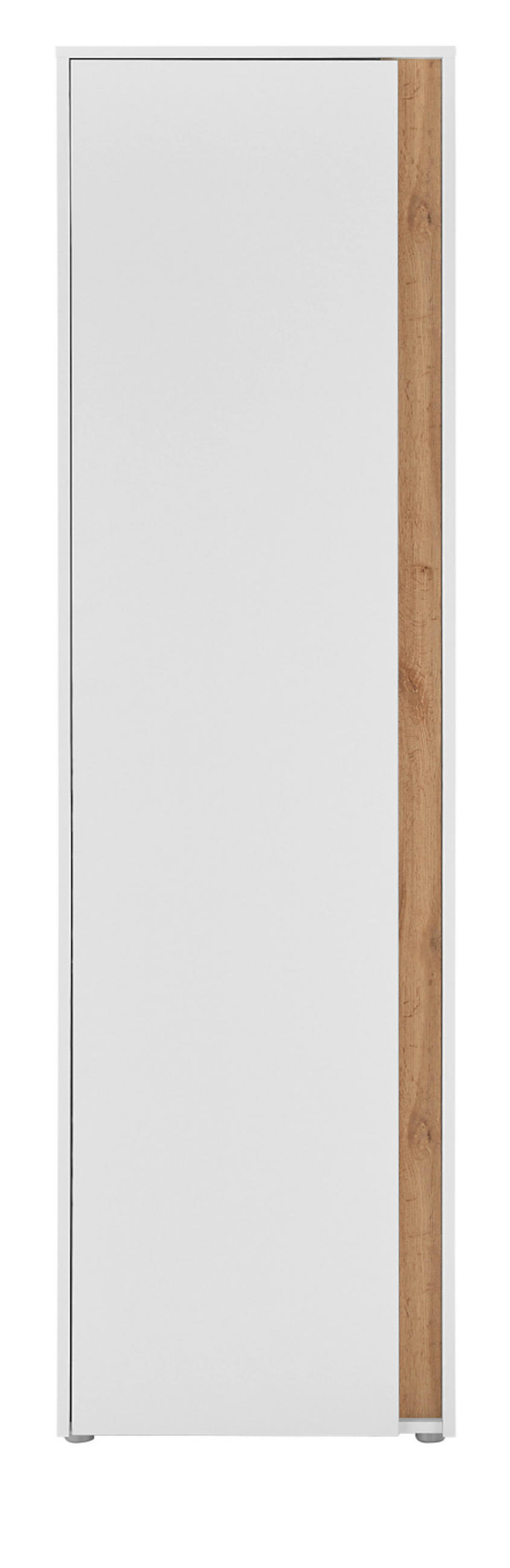 SCHUHSCHRANK weiß, Eiche Wotan 50 cm, Flurschrank mit 10 Fächern - Eiche Wotan/Schwarz, Holzwerkstoff/Kunststoff (50/200/40cm) - Furn.Design