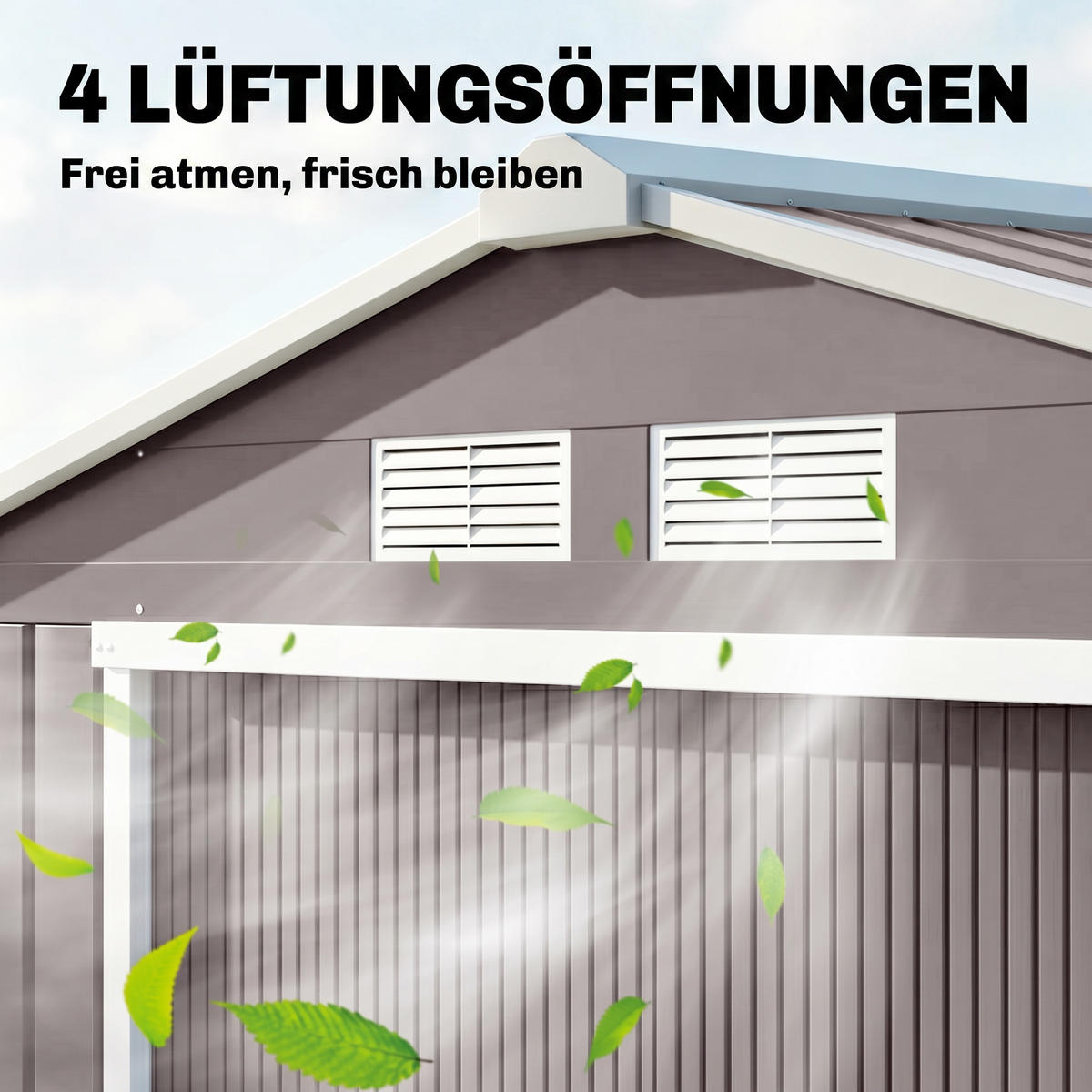 GERÄTEHAUS mit Bodenrahmen Gartenhaus Geräteschuppen Gartenschrank Stahl Grau - Grau, Metall (130/185/213cm) - Outsunny