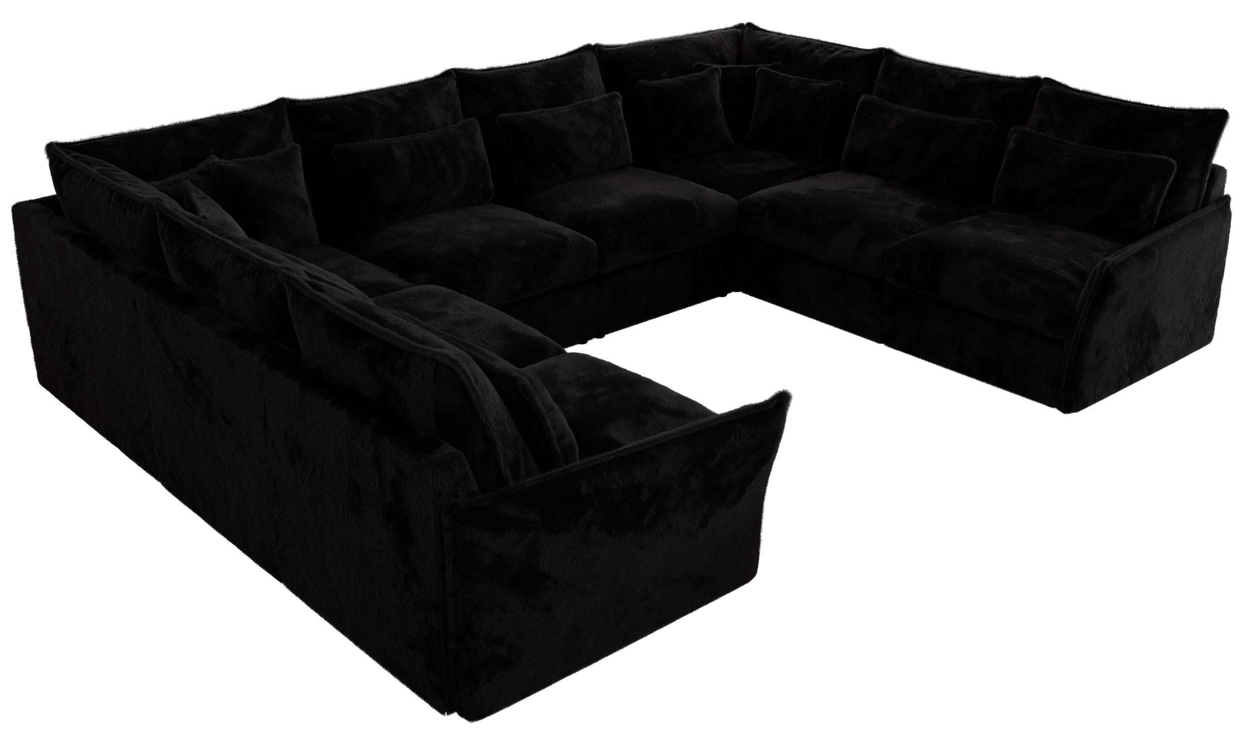 WOHNLANDSCHAFT VERSO U 8M Schwarz Plüsch - Schwarz, Kunststoff/Textil (362/93/270cm) - MKS