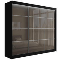 KLEIDERSCHRANK PEKA III mit LED - 250 cm - Schwarz|Grau - Schwarz/Grau, Holzwerkstoff (250/215/61cm) - ALTDECOR