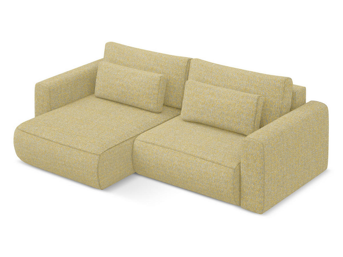ECKSOFA mit Schlaffunktion Strukturstoff Stoff Gelb - Currygelb/Gelb, Kunststoff/Textil (149/240cm) - Makamii