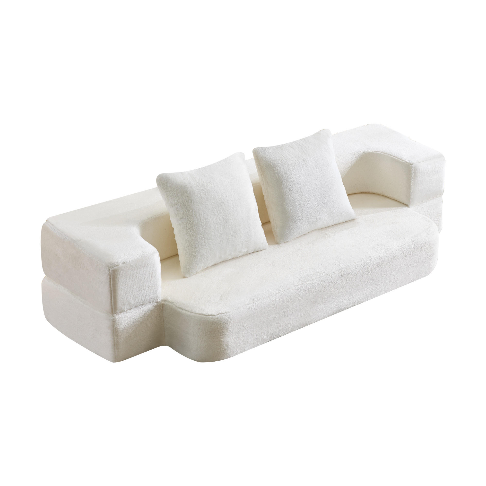 SCHLAFSOFA DE-34992 2-in-1 klappbar Weiß - Weiß, Textil (52/48/190cm) - ComfortXL
