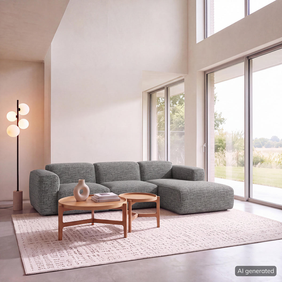 3-SITZER ECKSOFA mit Longchair - Schwarz/Grau, Kunststoff/Textil (284/173cm) - home24