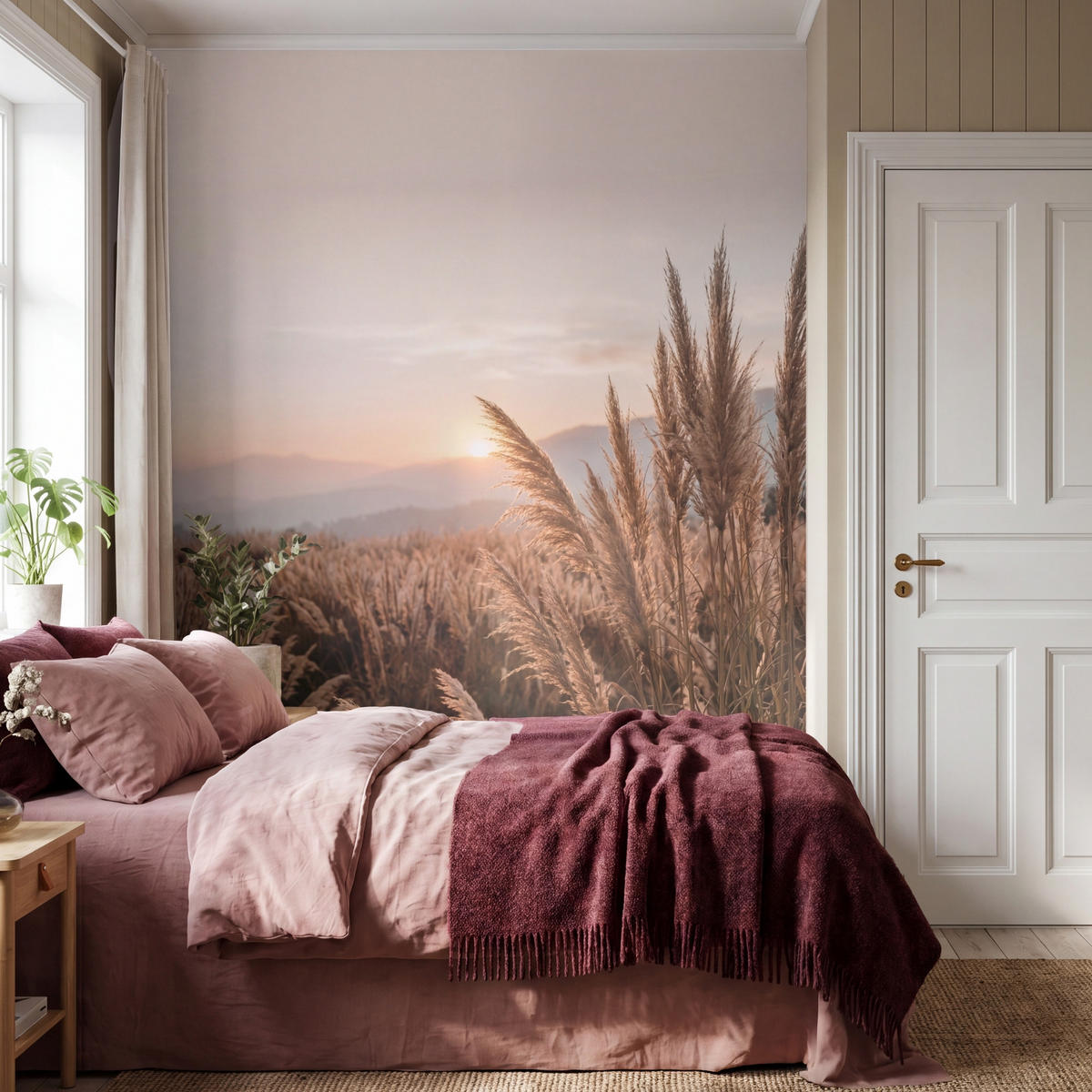 TAPETE - Gras - Feld - Sonne - Natur - 200x240 cm - Sandfarben, Papier (200/240cm) - OnlyWow